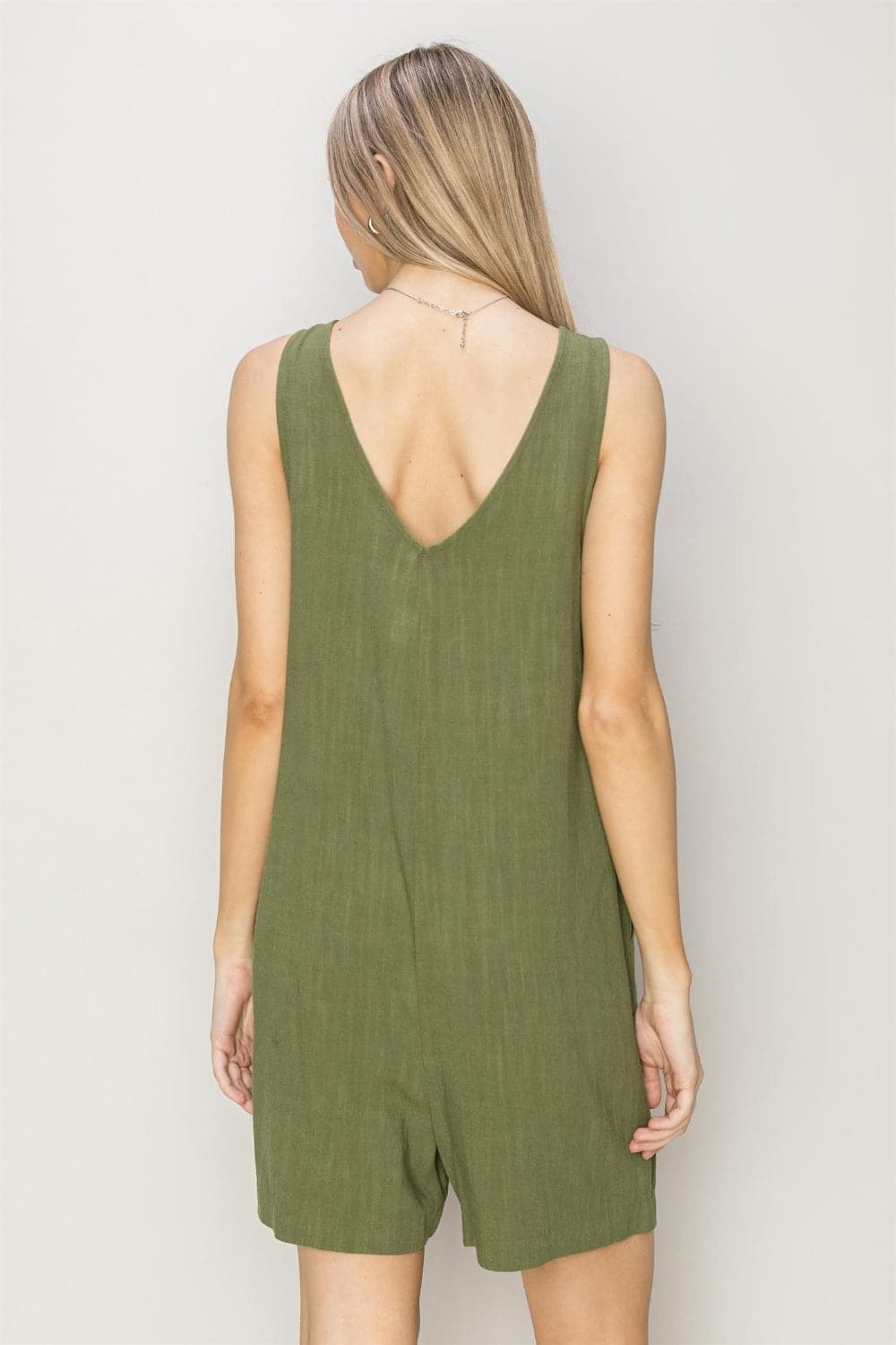 HYFVE V-Neck Sleeveless Romper with Pockets.