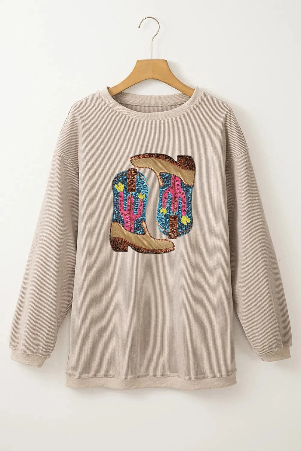 Sequin boots & stylish sweatshirt