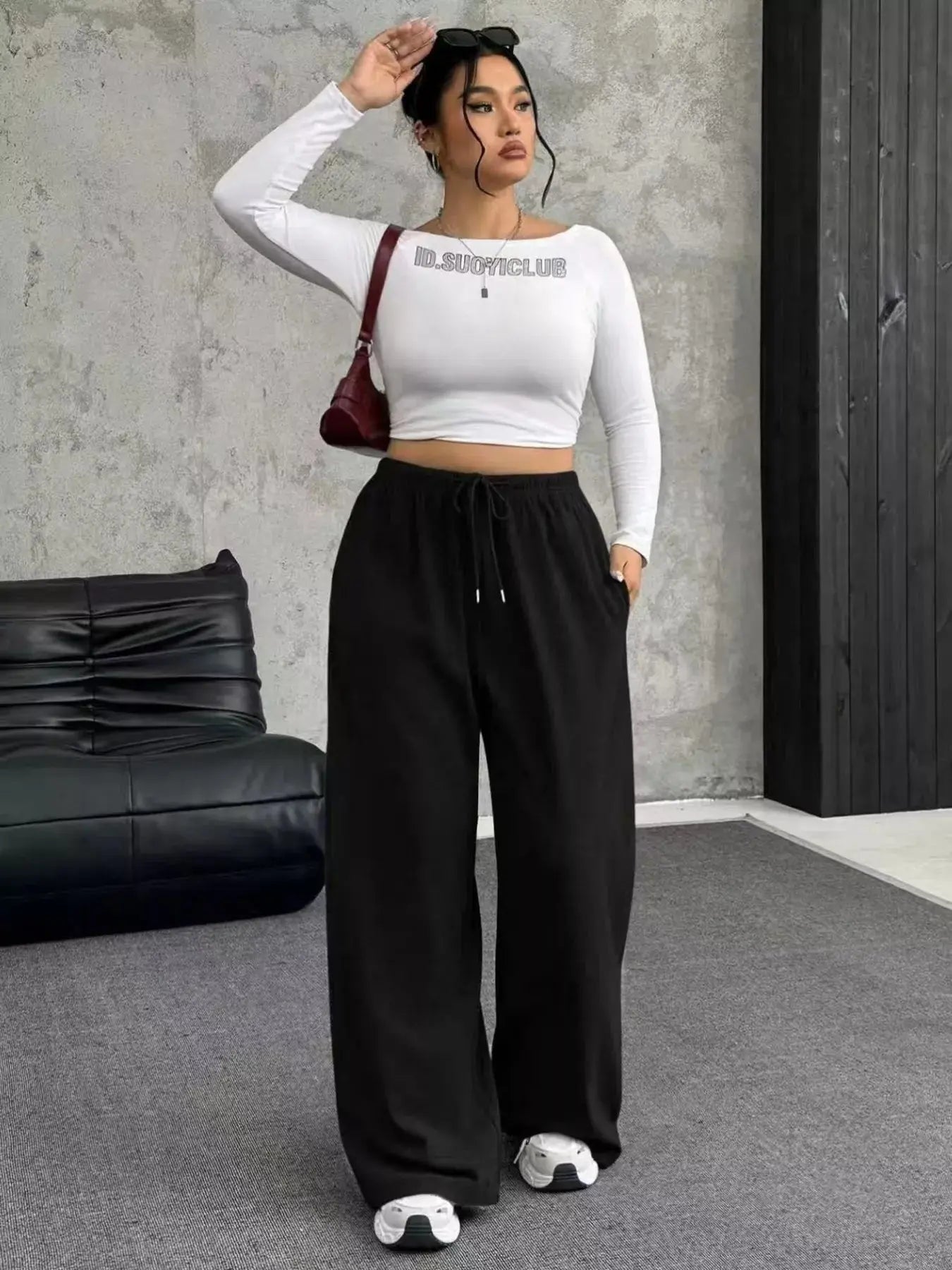 Full Size Drawstring Wide Leg Pants Plus Size Simply Love