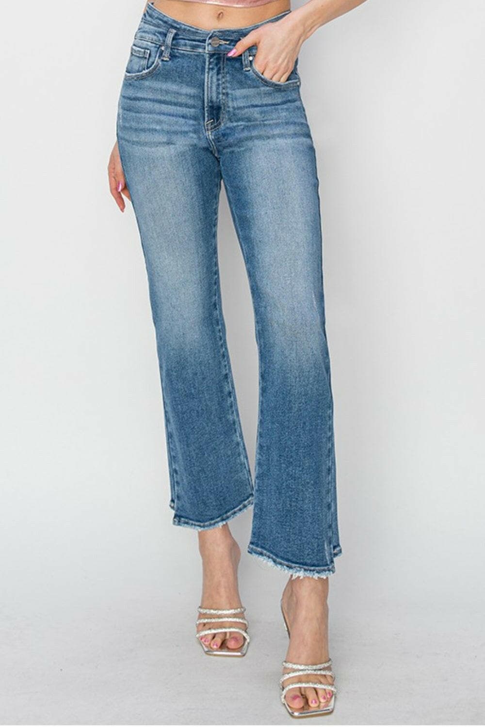 RISEN High Rise Slim Straight Jeans.