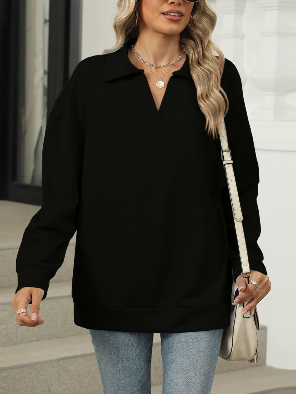 Johnny Collar Cozy Long Sleeve Pullover