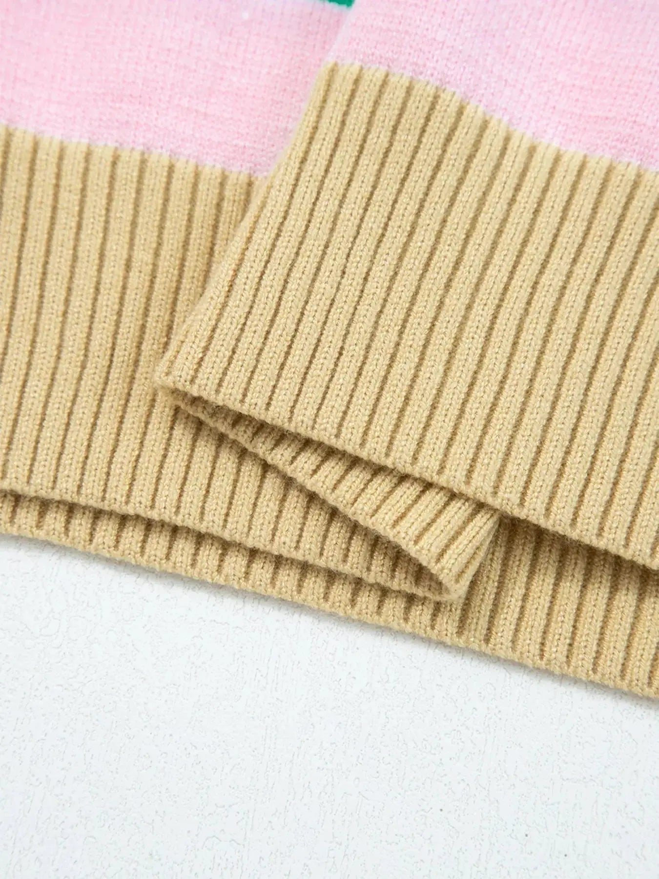 Multicolour Striped Boxy Fit Cropped Knit Sweater With Ribbed Trim Simply Love