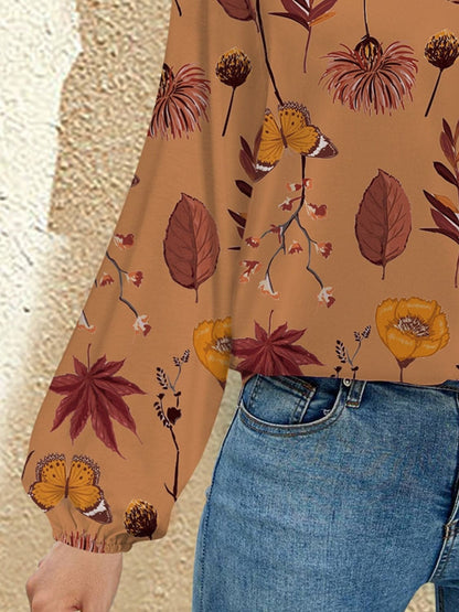 Chic long sleeve printed blouse