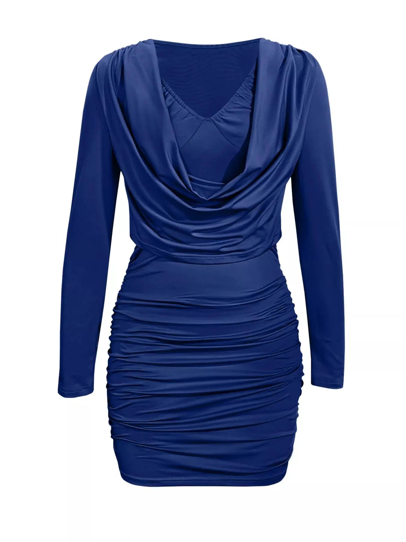 Draped V-Neck Long Sleeve Bodycon Mini Dress Simply Love