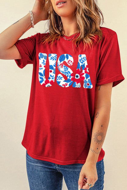 USA Round Neck Short Sleeve T-Shirt.