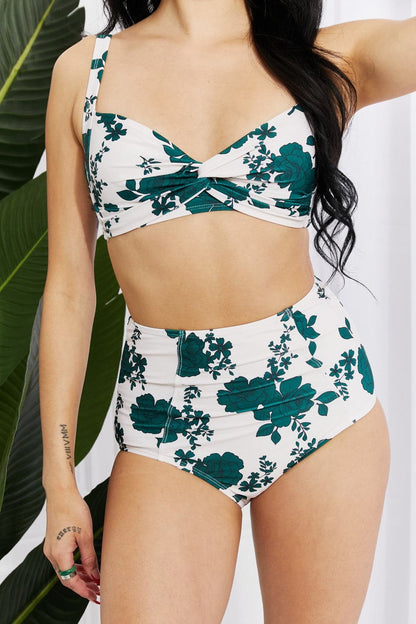 Marina West Swim Take A Dip Twist High-Rise Bikini in Forest.