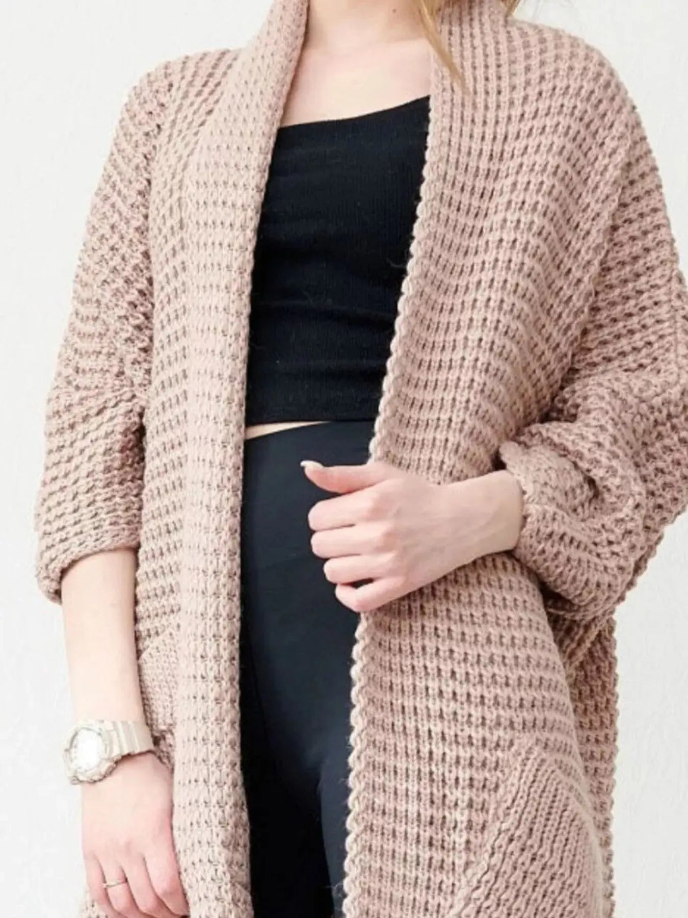 Full Size Chunky Knit Open Front Cardigan Plus Size Simply Love
