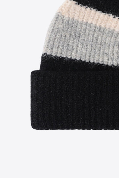 Tricolor Cuffed Knit Beanie.