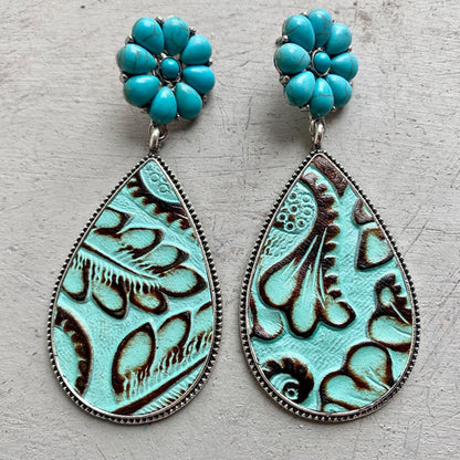 Turquoise blooms teardrop earrings