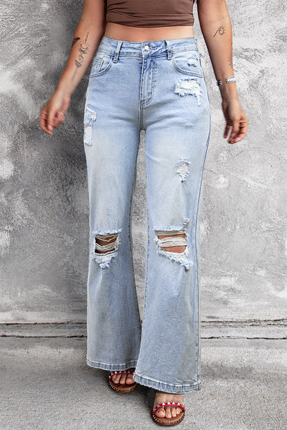 Beau Blue distressed flare jeans