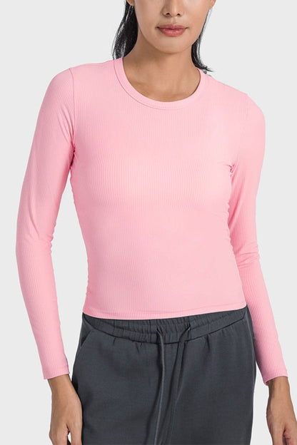 Round Neck Long Sleeve Sports Top.