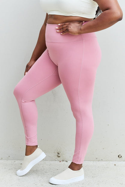 Zenana Fit For You Full Size High Waist Active Leggings in Light Rose.