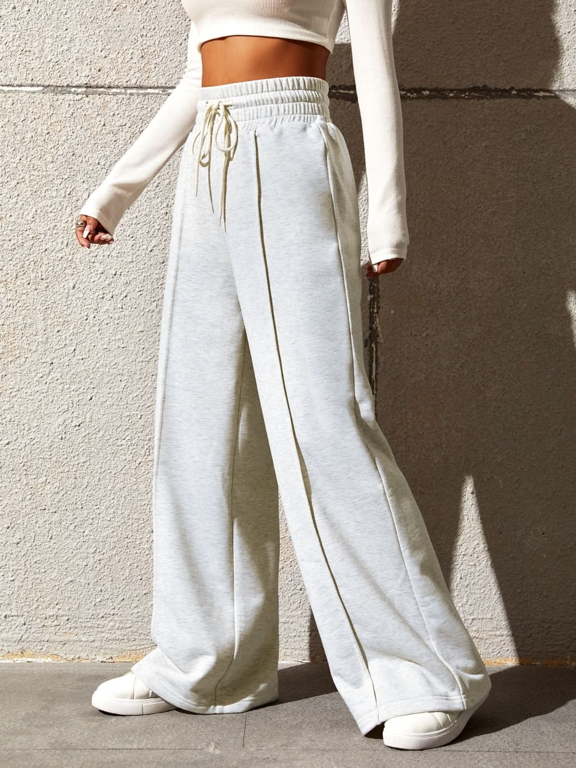 Effortlessly chic wide leg pants with adjustable drawstring waist