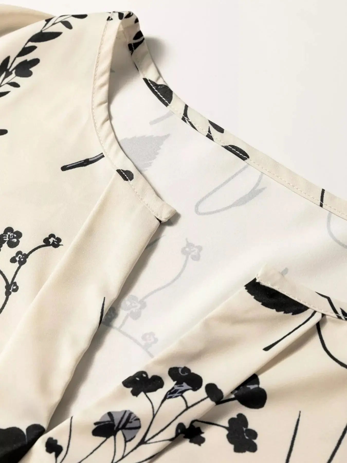 Floral Print Split Neck Long Sleeve Blouse Simply Love