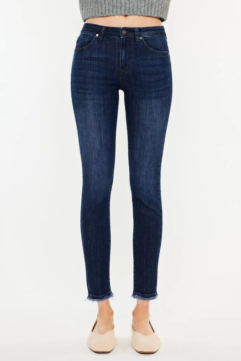 Kancan High Rise Slim Fit Raw Hem Ankle Jeans - Love Salve 