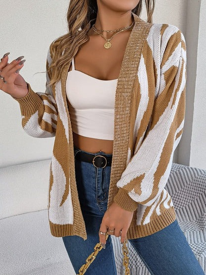 Open Front Animal Print Cardigan.