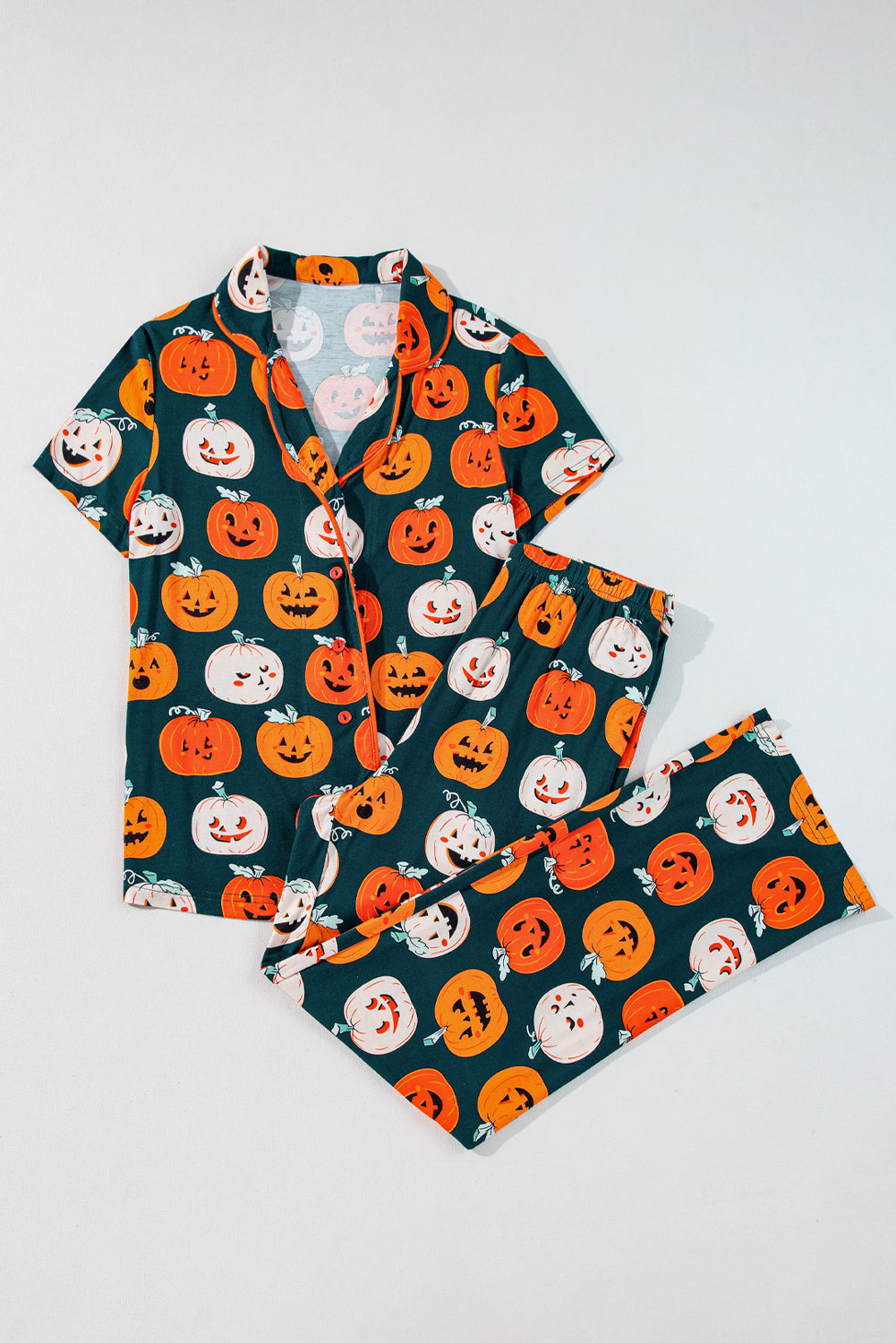 Festive orange Halloween short sleeve pajama set