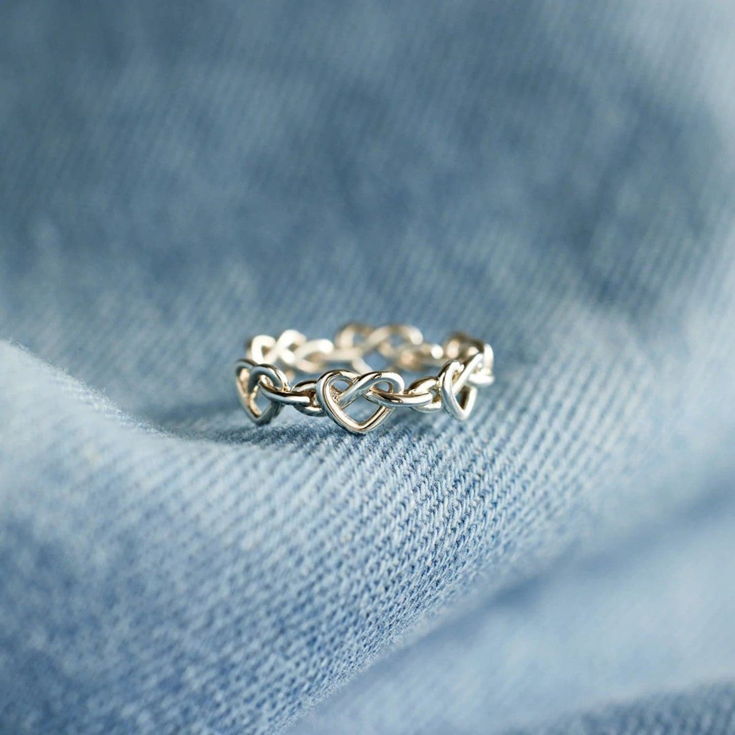 Knotted Hearts 925 Sterling Silver Open Ring.