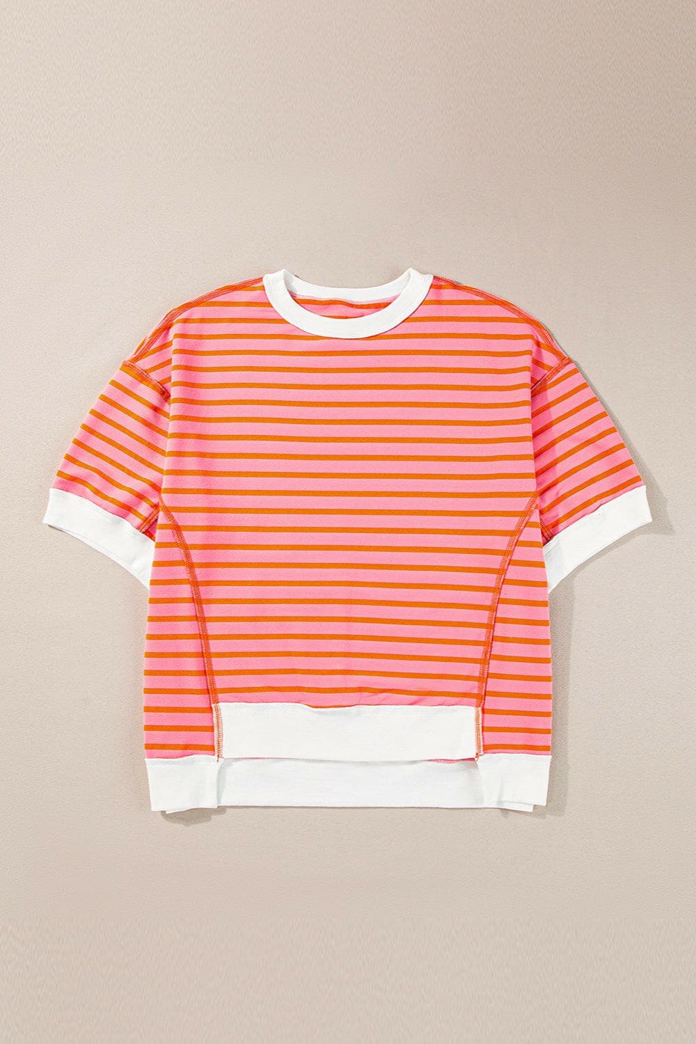 Striped Round Neck Half Sleeve T-Shirt.