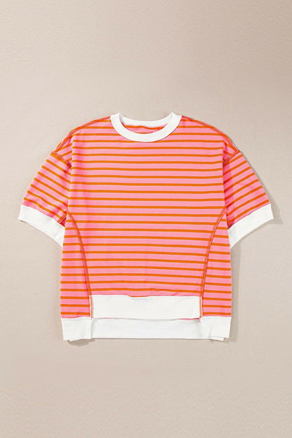 Striped Round Neck Half Sleeve T-Shirt.