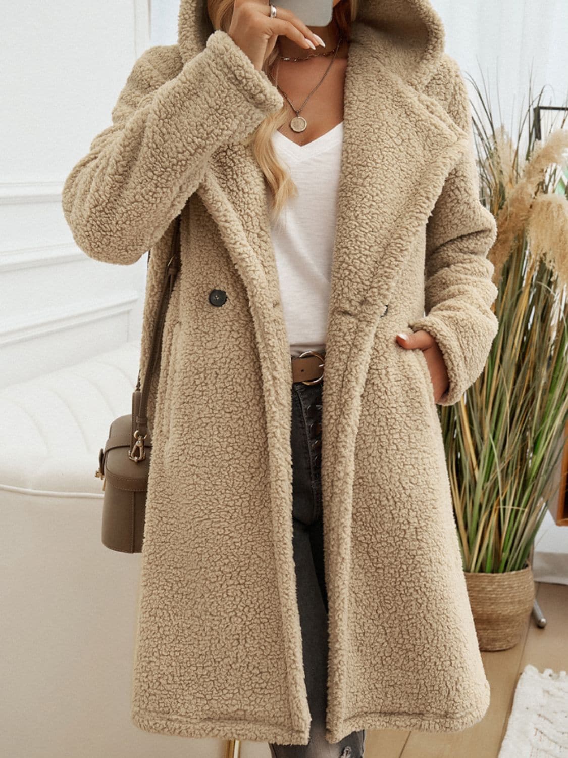 Cozy teddy coat with pockets