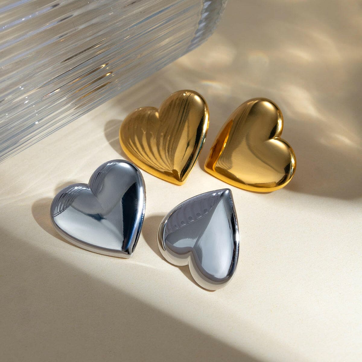 Stainless Steel Heart Stud Earrings.