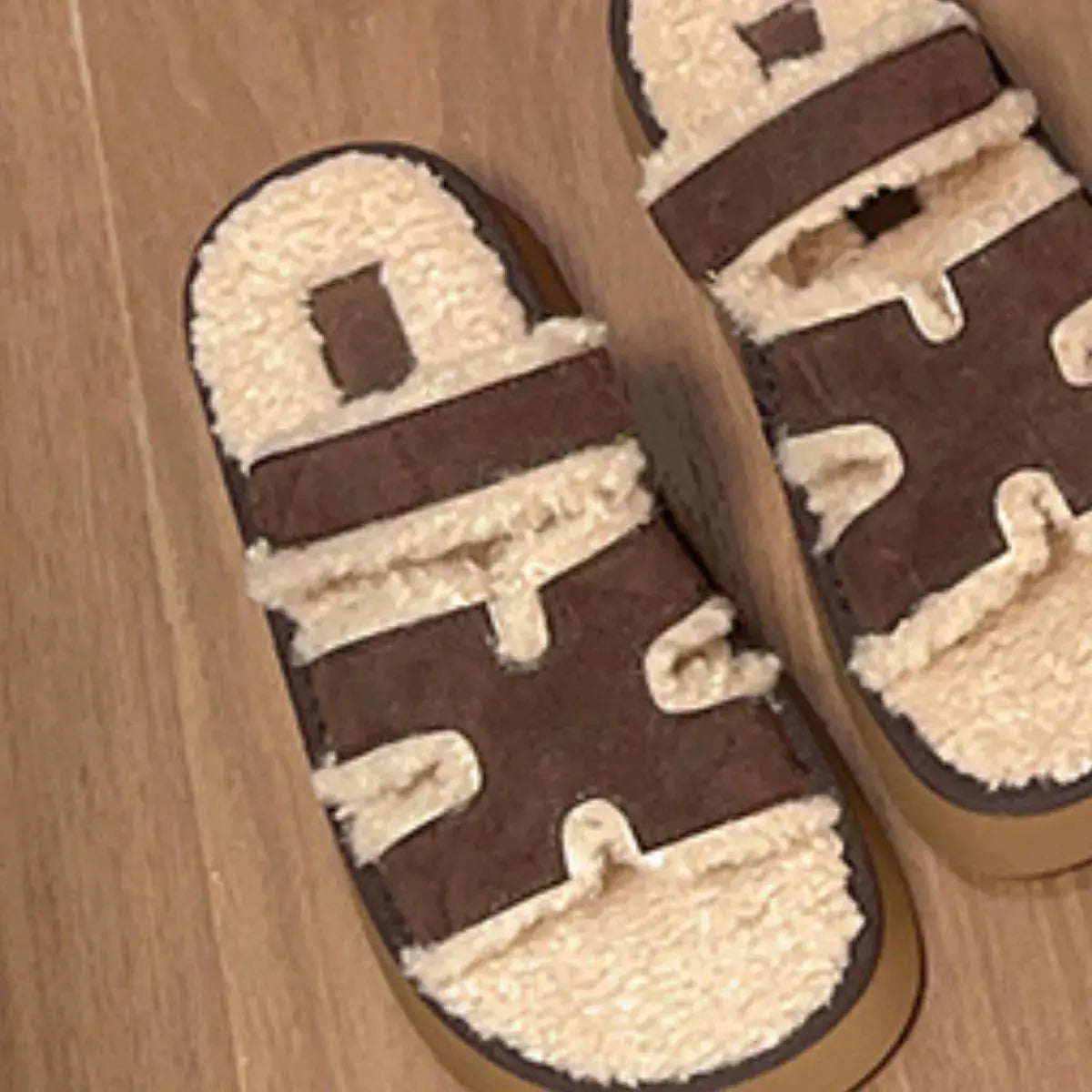 Fluffy Platform Velcro Slippers Simply Love