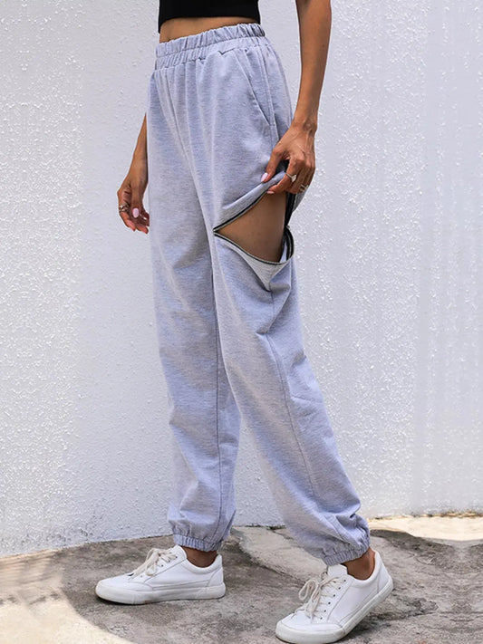 Casual High Waist Cutout Joggers Simply Love
