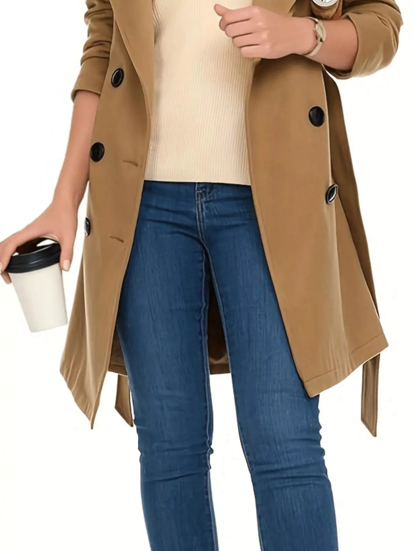 Double Breasted Long Sleeve Coat Simply Love