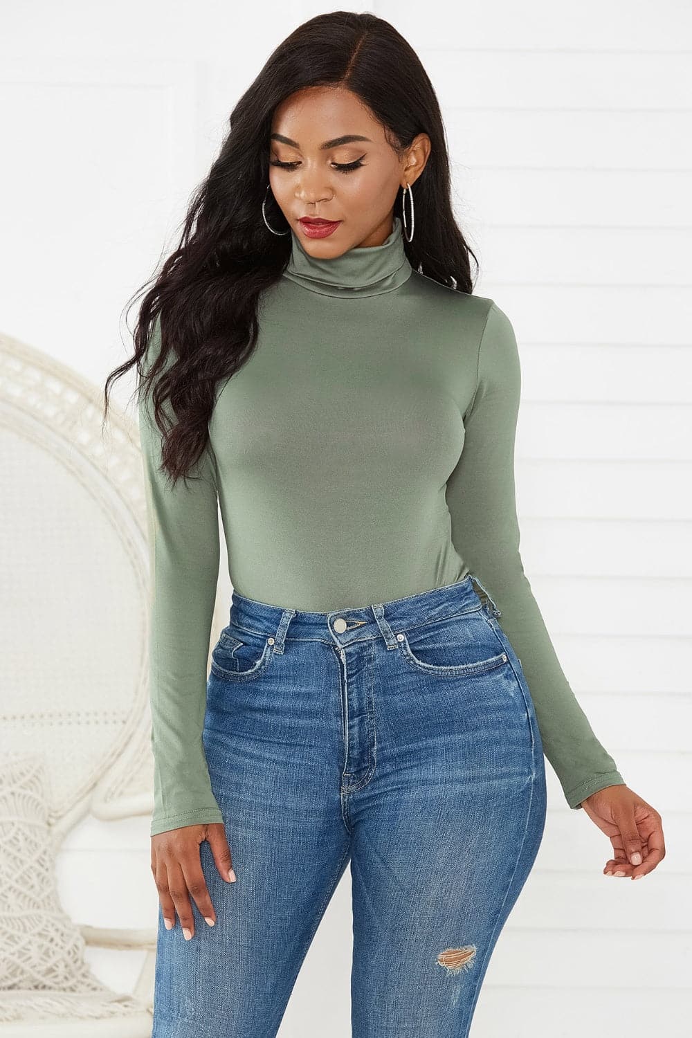 Turtleneck Long Sleeve Bodysuit.