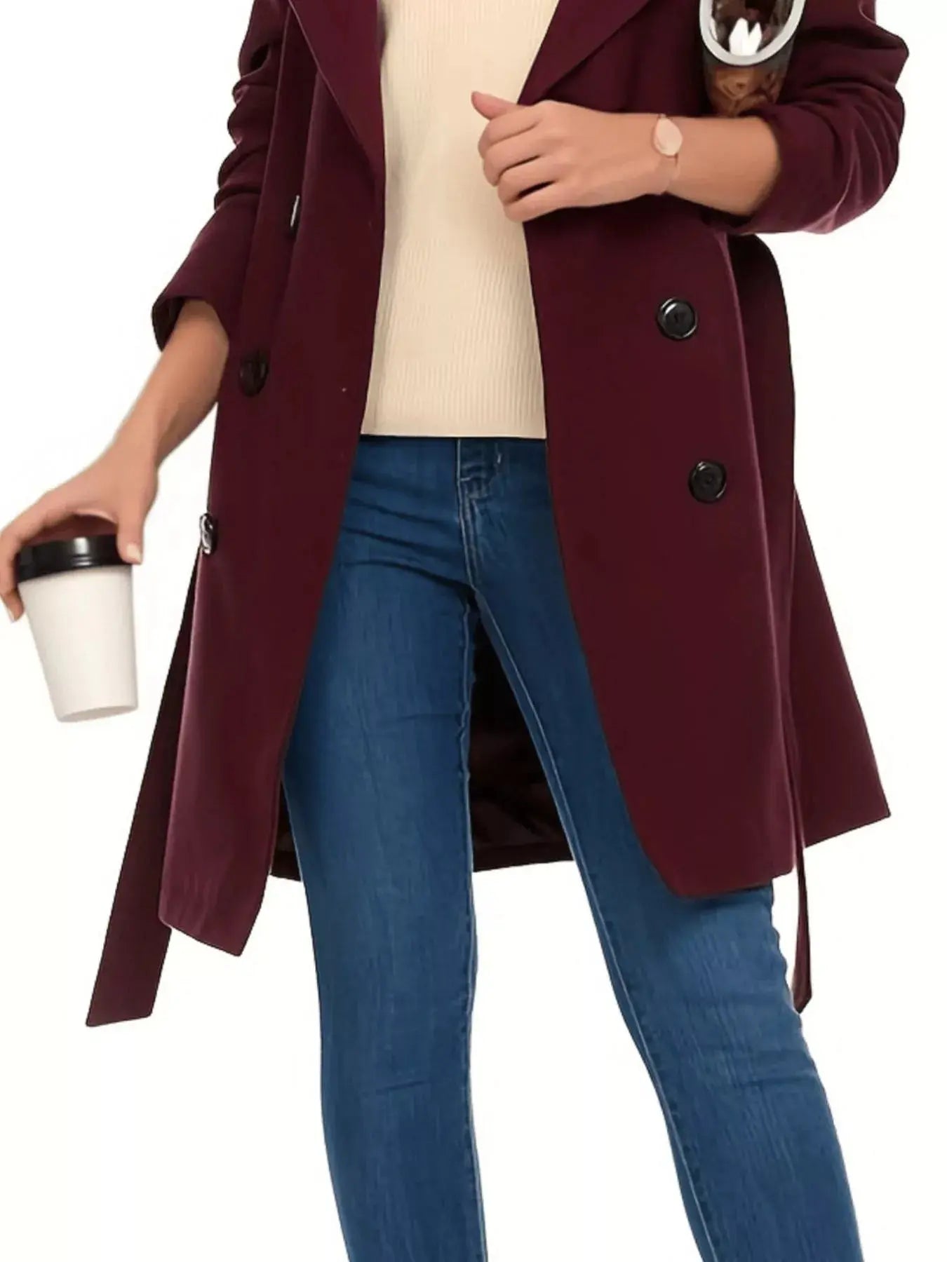 Double Breasted Long Sleeve Coat Simply Love