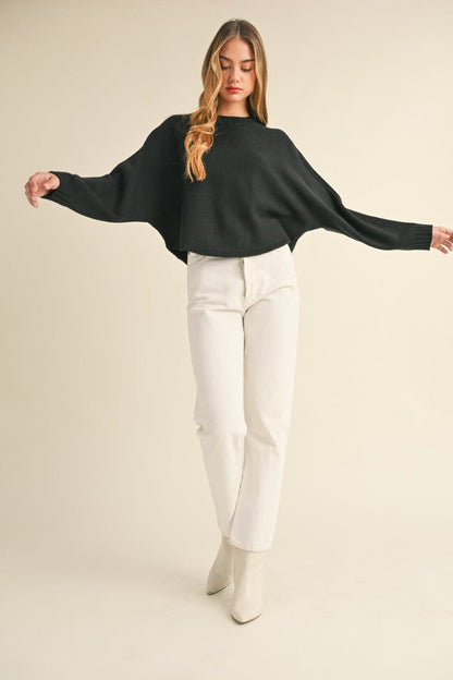 Chic cropped dolman sleeve sweater