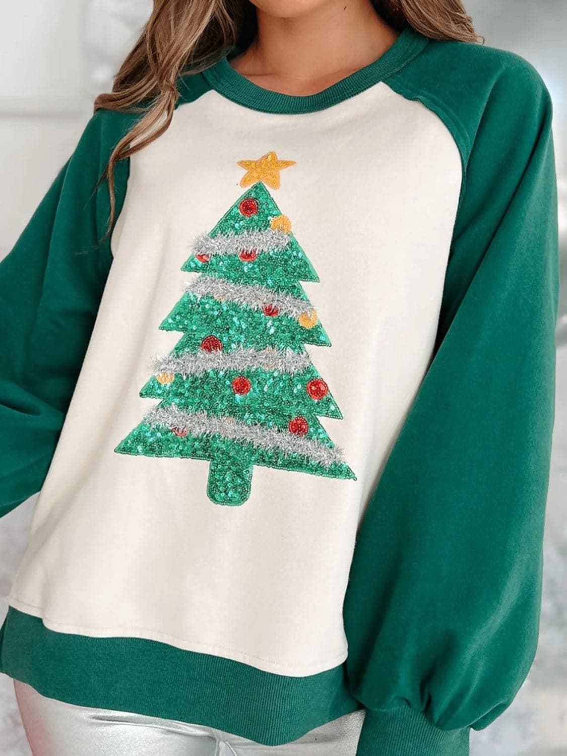 Cozy Christmas tree graphic sweatshirt