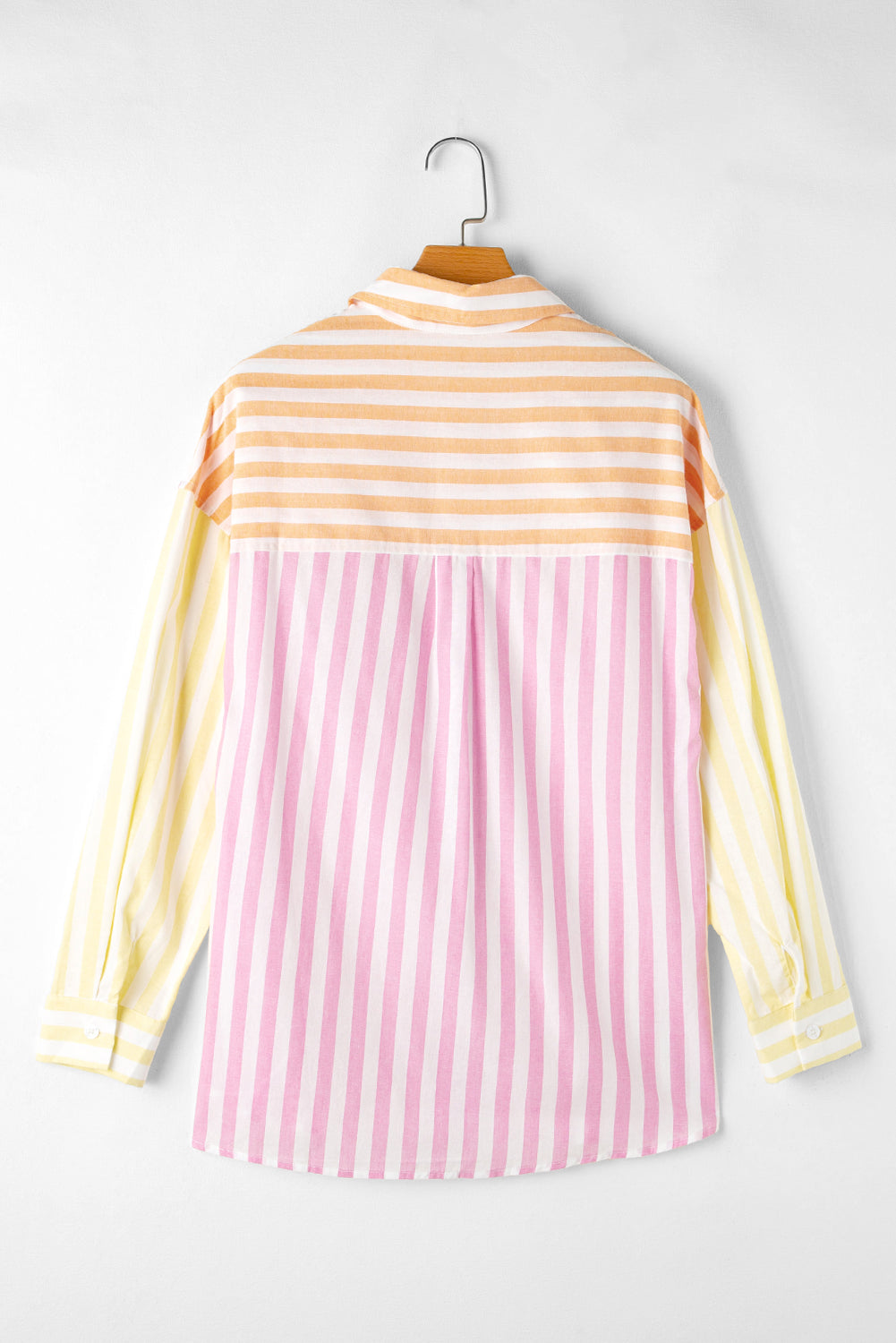 Pink striped patchwork shirt