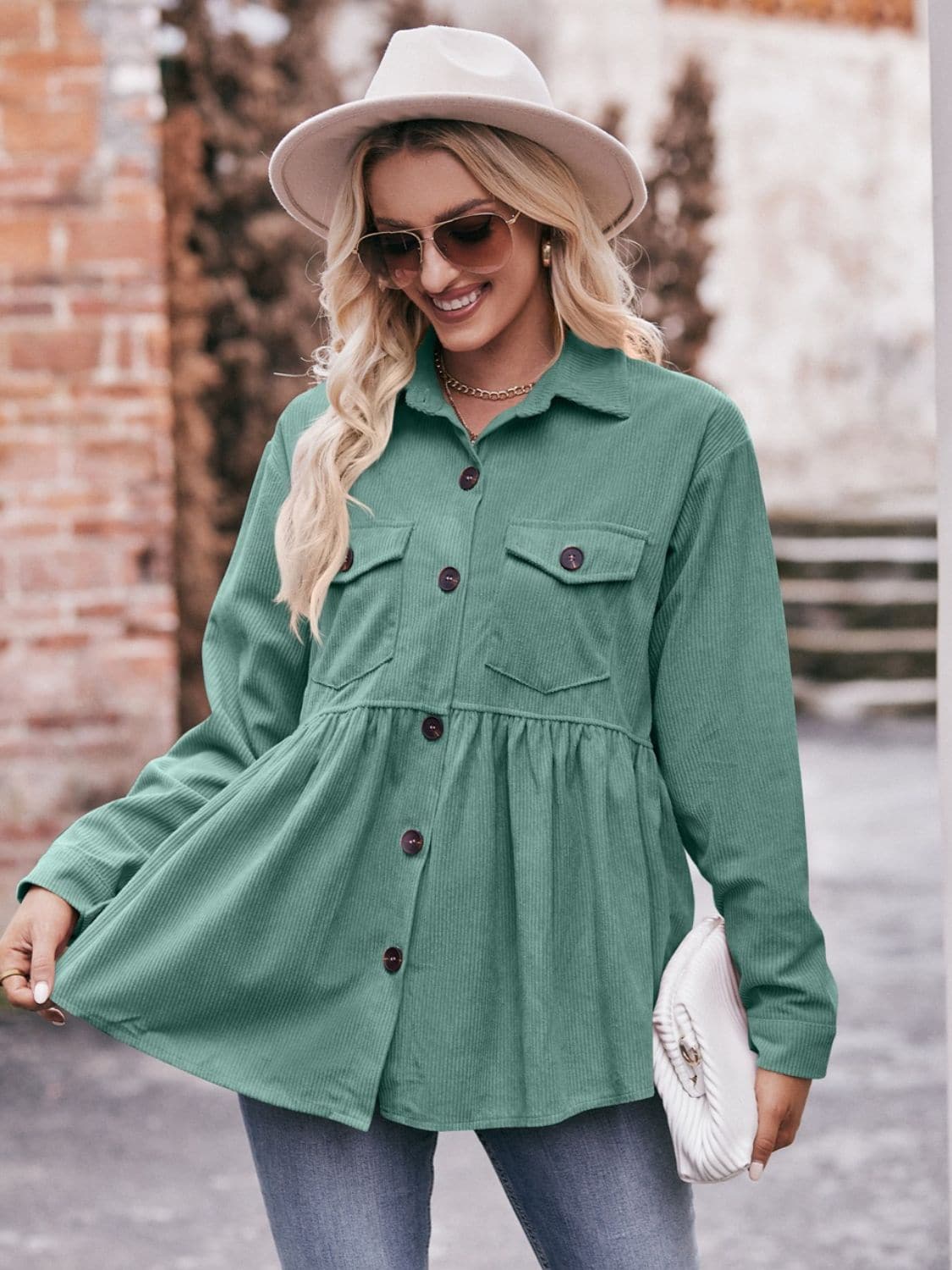 Mandy collared long sleeve blouse