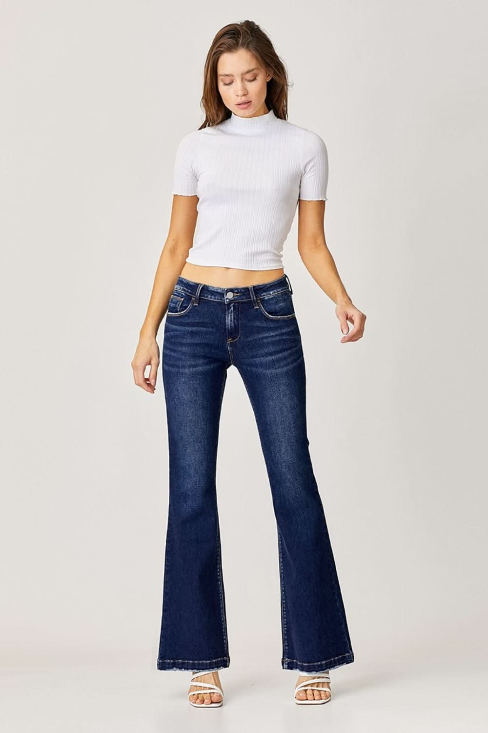 Retro low rise flare jeans for a stylish twist