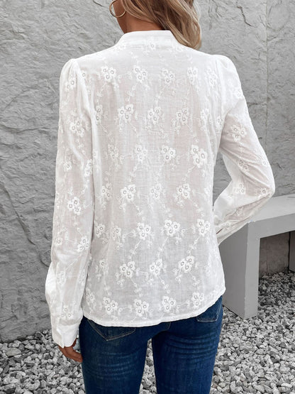 Notched Long Sleeve Shirt.