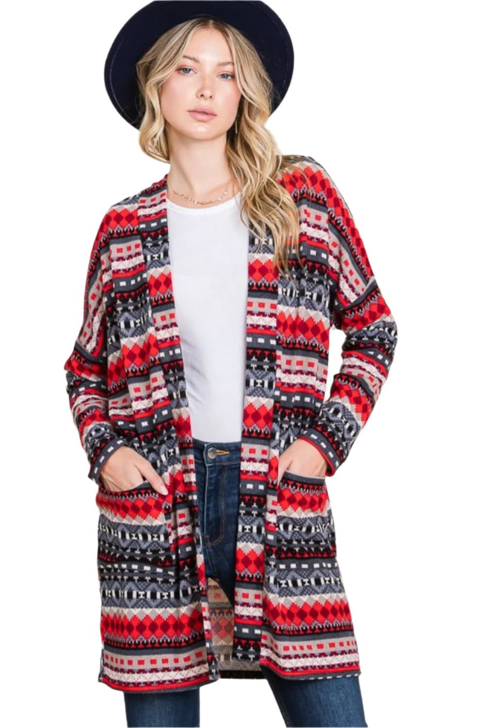 Geometric cardigan with pockets