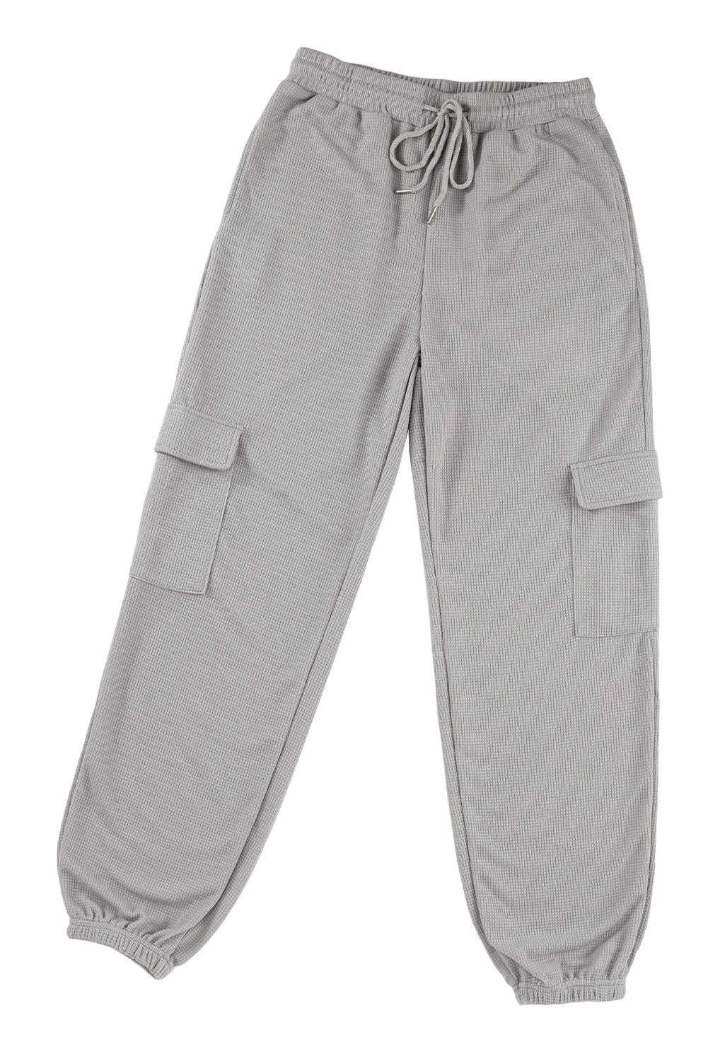 Stylish gray waffle cargo jogger pants with pockets