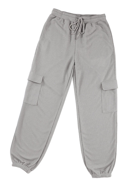 Gray waffle cargo joggers