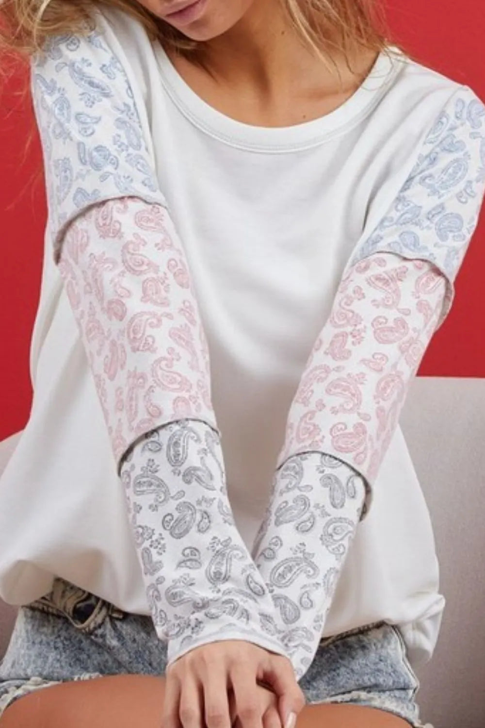 BiBi French Terry with Paisley Triblend Color Block - Love Salve 