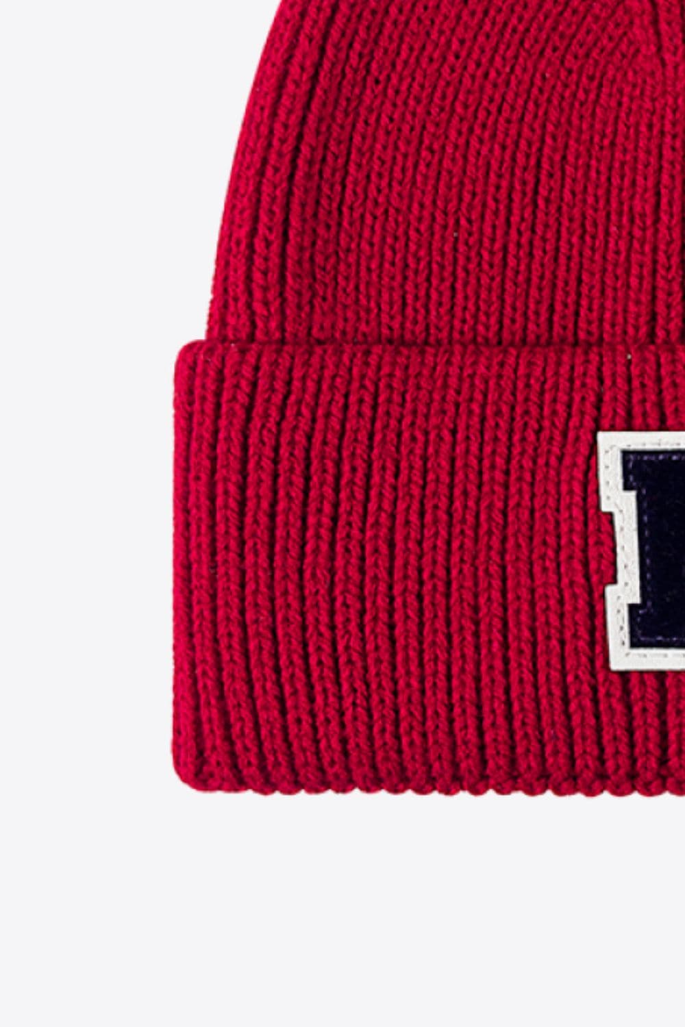 Letter Patch Cuffed Knit Beanie.