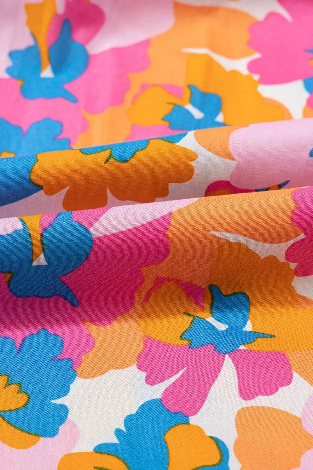 Floral Striped Edge V Neck Knotted Short Sleeve Blouse Simply Love