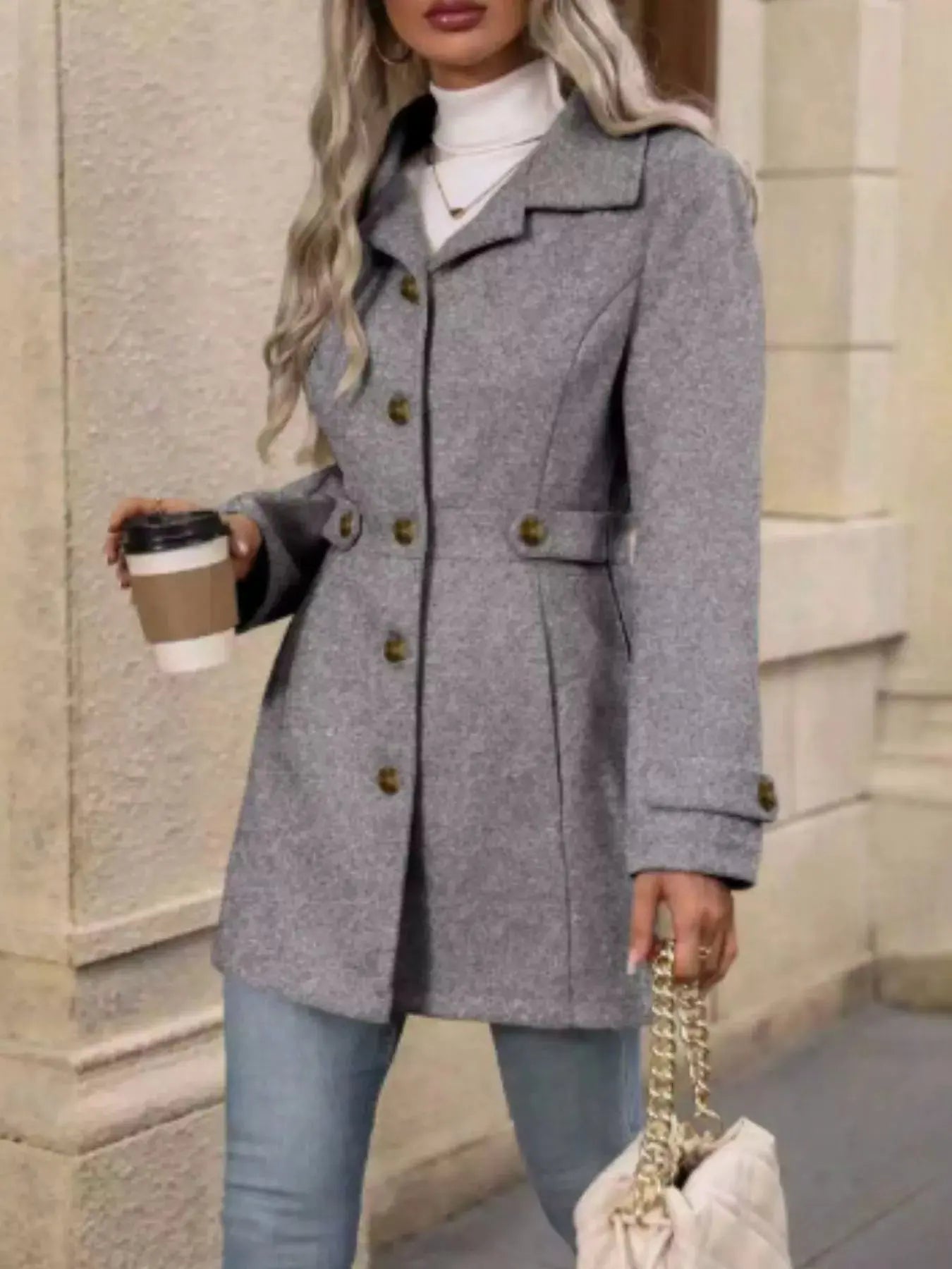 Button Up Long Sleeve Coat Simply Love