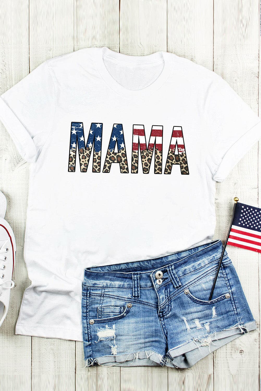 MAMA Round Neck Short Sleeve T-Shirt.