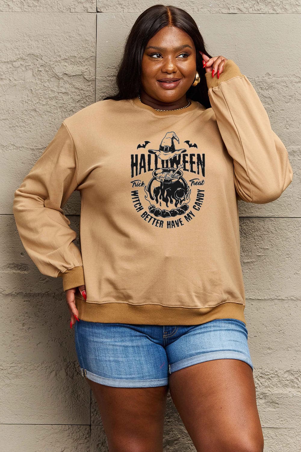 Simply Love Full Size Graphic Round Neck Sweatshirt.