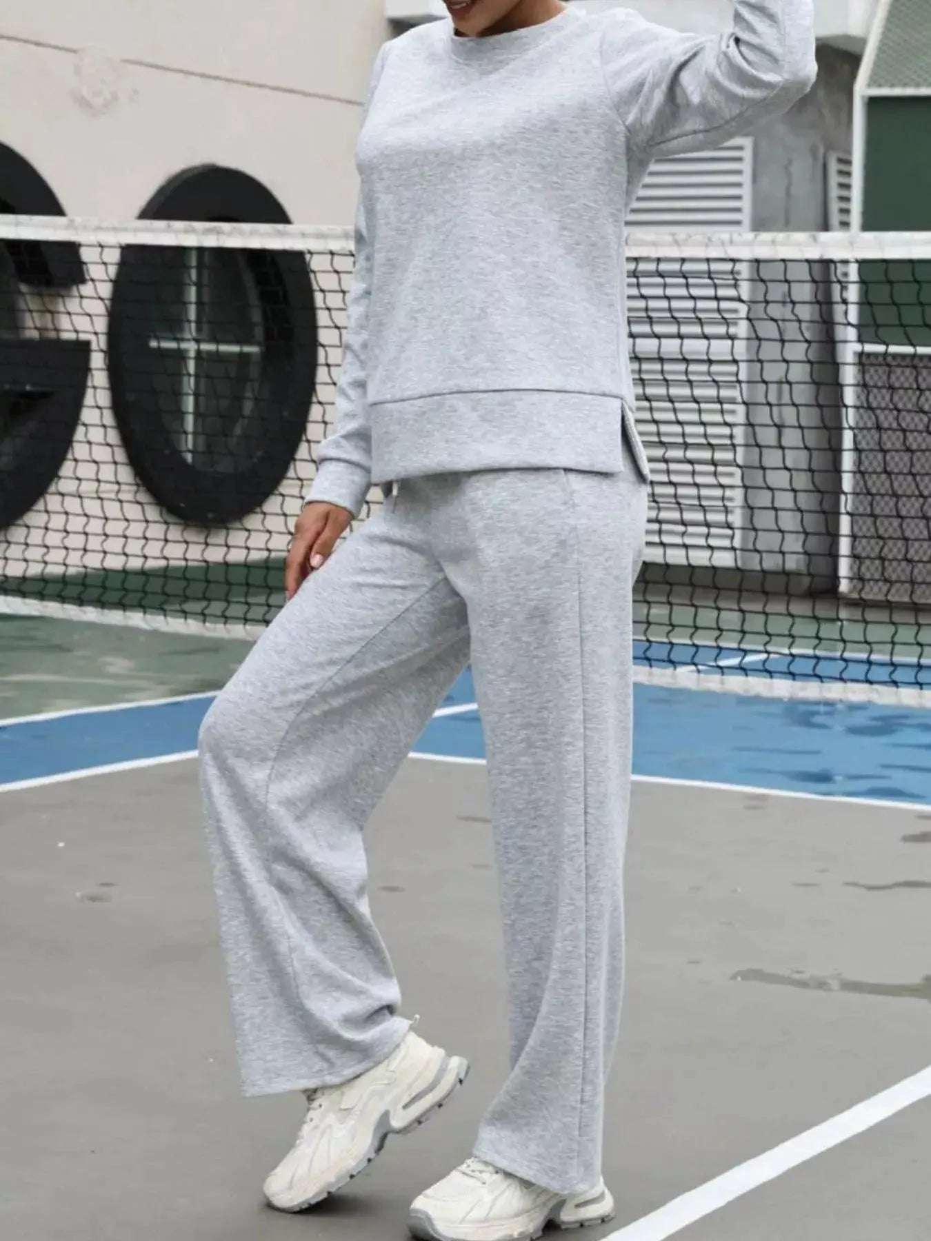 Round Neck Sweatshirt and Pants Set Simply Love