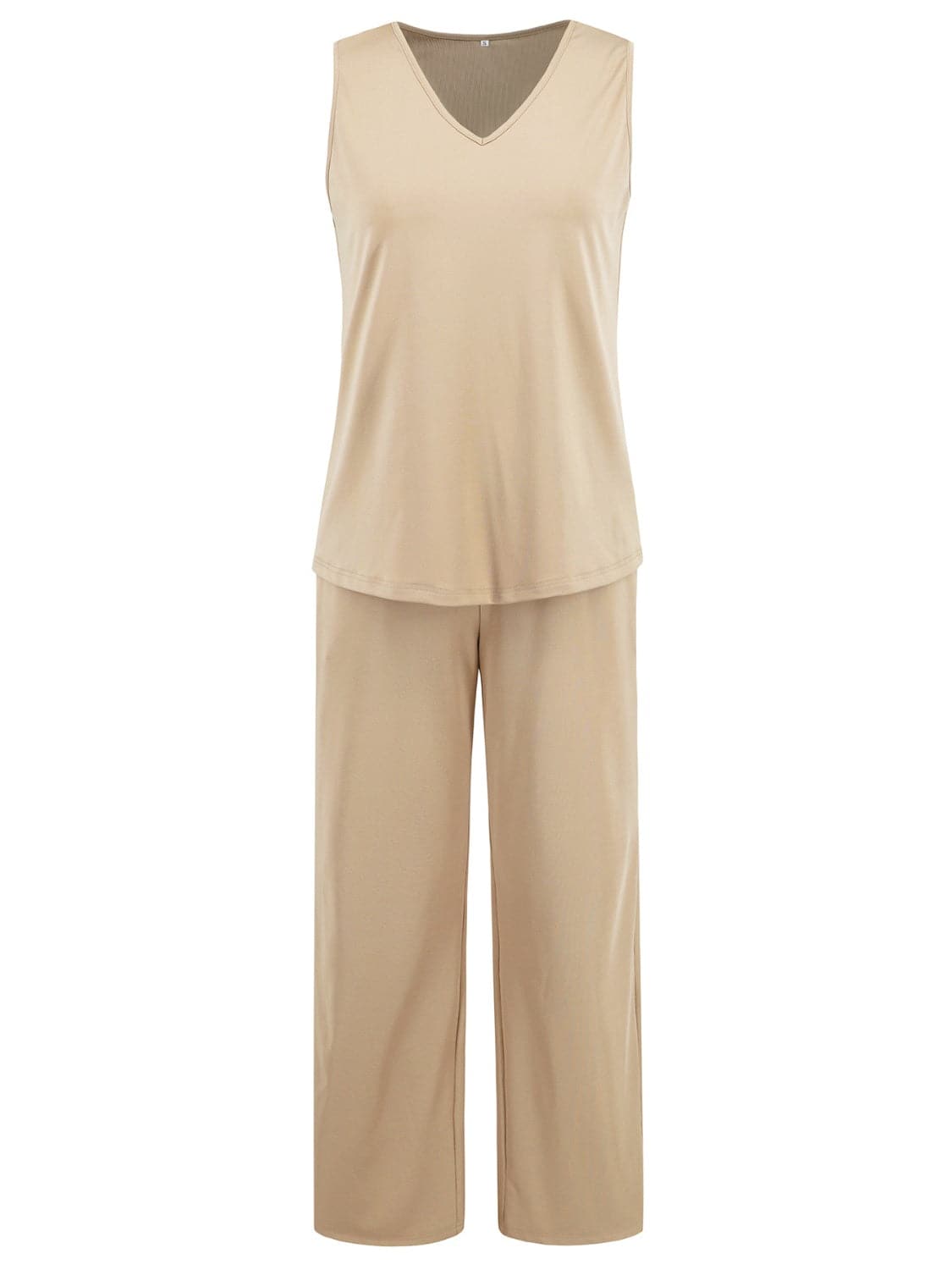 V-Neck Tank, Long Sleeve Cover-Up and Pants Three Piece Set.