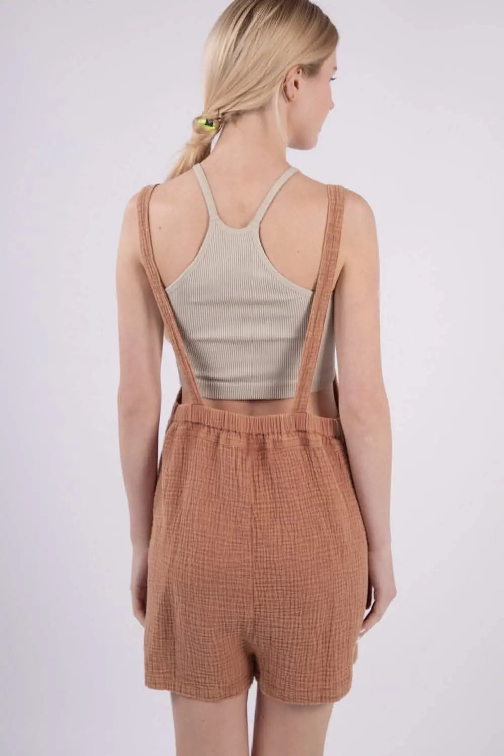 VERY J Sleeveless Double Gauze Overalls with Pockets - Love Salve 