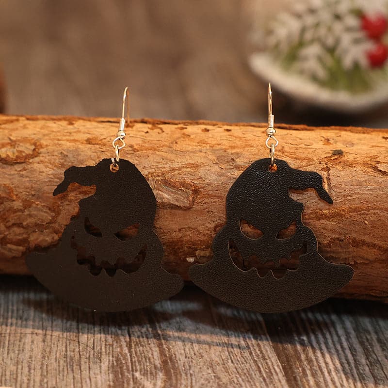 PU Leather Hat Shape Earrings.